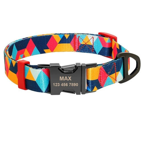 Pet Dog Collar Personalized Nylon Print Small Dog